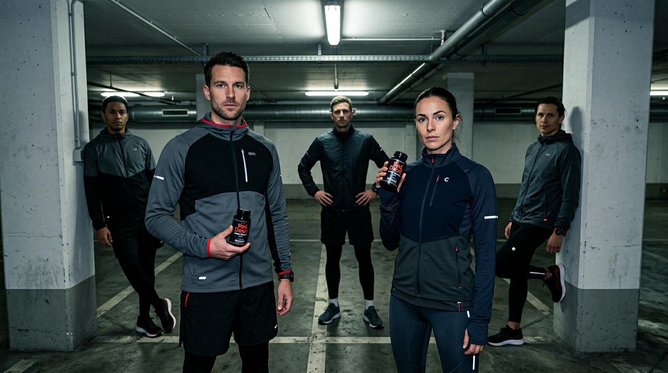 Sportler mit Red Devil Power-Booster in einer Tiefgarage
